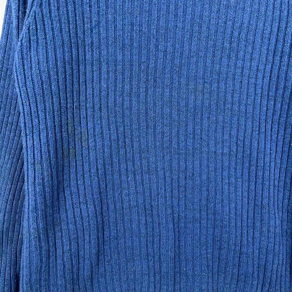 Arizona Jean Co. Blue Metallic Ribbed Zip-Up Cardigan – Y2K Mock Neck Sweater M